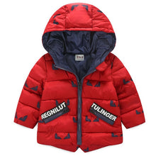 Load image into Gallery viewer, Baby autumn and winter new warm clothing children's jacket thickening plus velvet padded jacket boy hooded jacket boy warm jacke