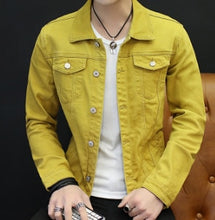 Load image into Gallery viewer, new 2019 autumn fashion denim jacket of cultivate one's morality men  yellow denim jacket
