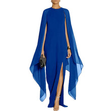 Load image into Gallery viewer, Black/Blue/Red/Purple New Design Long Batwing Sleeve Elegant Ladies Casual Party Wear Side Split Chiffon Maxi Dress Wholesale