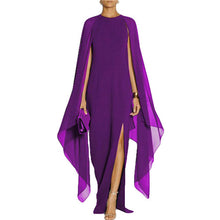 Load image into Gallery viewer, Black/Blue/Red/Purple New Design Long Batwing Sleeve Elegant Ladies Casual Party Wear Side Split Chiffon Maxi Dress Wholesale