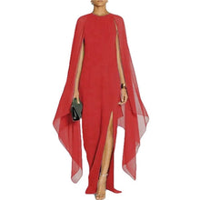 Load image into Gallery viewer, Black/Blue/Red/Purple New Design Long Batwing Sleeve Elegant Ladies Casual Party Wear Side Split Chiffon Maxi Dress Wholesale