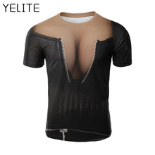 Load image into Gallery viewer, YELITE New 2019 Fashion 3D Funny Print Short Sleeve O-Neck Fake Naked Big Chest Bra T-Shirt Tops  Tees Casual femme
