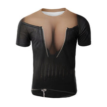 Load image into Gallery viewer, YELITE New 2019 Fashion 3D Funny Print Short Sleeve O-Neck Fake Naked Big Chest Bra T-Shirt Tops  Tees Casual femme