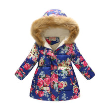 Load image into Gallery viewer, Winter Girls Warm Down Jackets Kids Fashion Printed Thick Outerwear Children Clothing Autumn Baby Girls Cute Jacket Hooded Coats