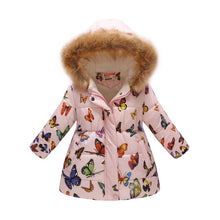 Load image into Gallery viewer, Winter Girls Warm Down Jackets Kids Fashion Printed Thick Outerwear Children Clothing Autumn Baby Girls Cute Jacket Hooded Coats