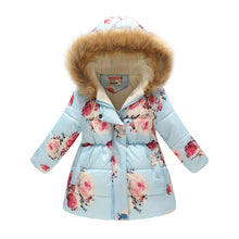 Load image into Gallery viewer, Winter Girls Warm Down Jackets Kids Fashion Printed Thick Outerwear Children Clothing Autumn Baby Girls Cute Jacket Hooded Coats