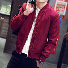 Load image into Gallery viewer, Slim Fit Solid Mens Bomber Jacket 2019 Spring Autumn Male Baseball Thin Jackets Brand Casual Coat Top Men's windbreaker Jacket