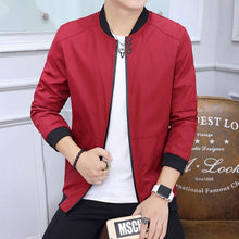 Load image into Gallery viewer, Slim Fit Solid Mens Bomber Jacket 2019 Spring Autumn Male Baseball Thin Jackets Brand Casual Coat Top Men's windbreaker Jacket
