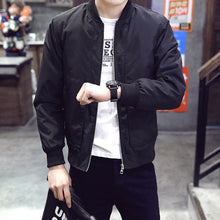 Load image into Gallery viewer, Slim Fit Solid Mens Bomber Jacket 2019 Spring Autumn Male Baseball Thin Jackets Brand Casual Coat Top Men's windbreaker Jacket