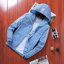 Load image into Gallery viewer, 2019 summer solid color hooded suntan jacket men's hip-hop collared shirt street coat casual men's coat Sun protection clothing